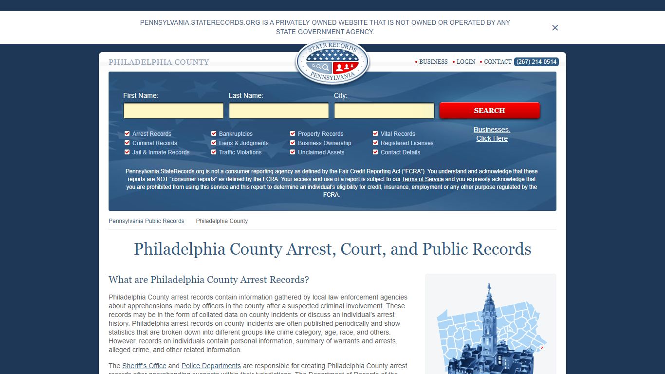 Philadelphia County Arrest, Court, and Public Records